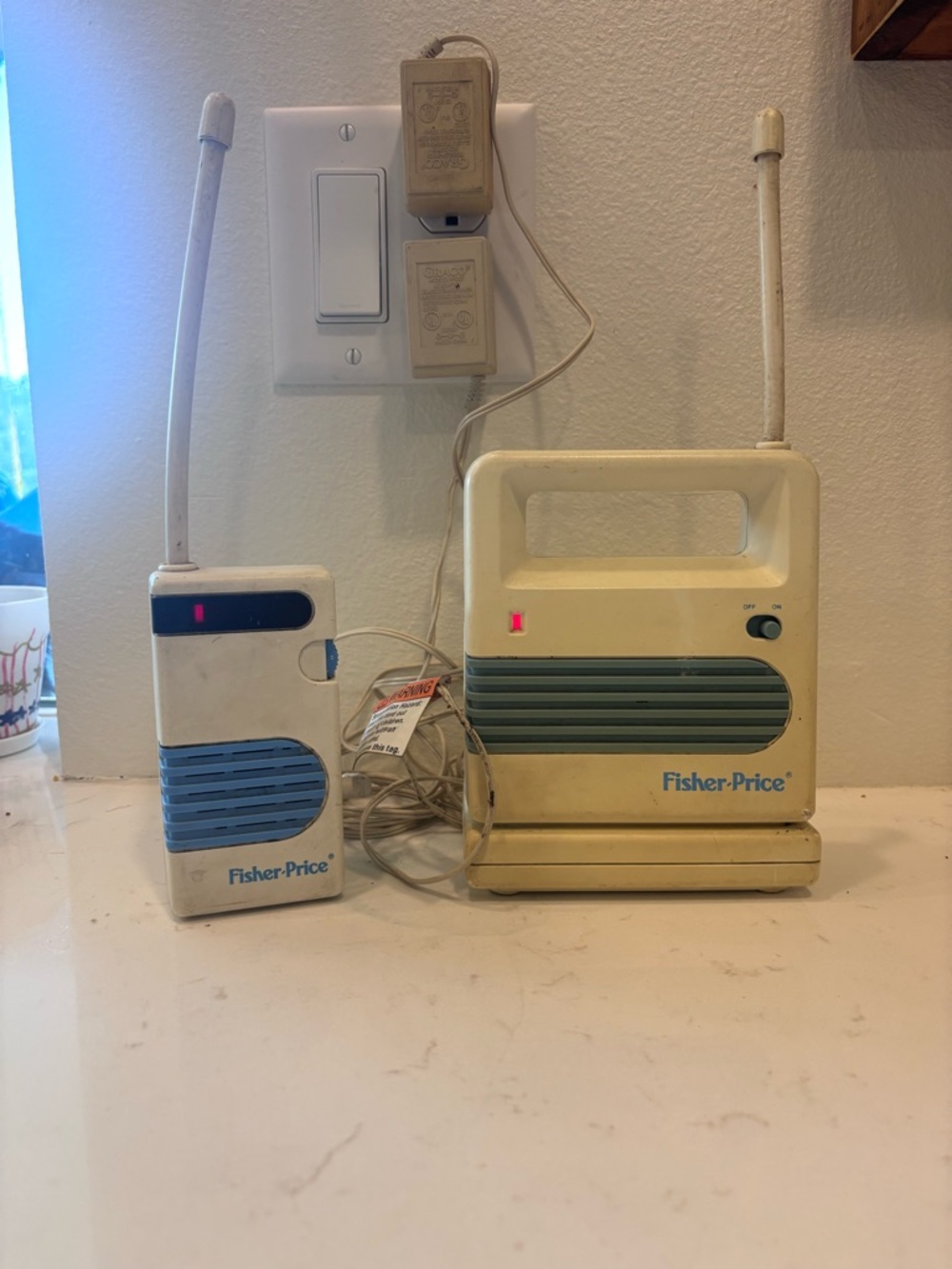 Fisher-Price Vintage Baby Monitor Set in Cream and Blue 1989 works!